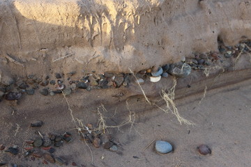 Pebbles in the sand layers