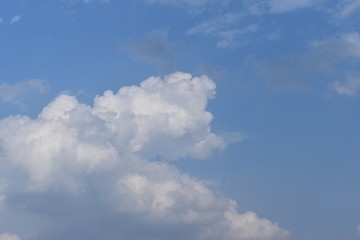 Sunny blue sky, Nature white clouds, and beautiful colors on the horizon.