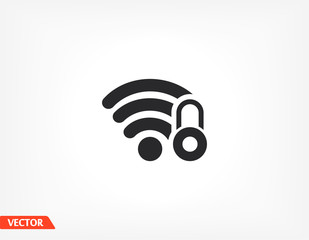 Wi-Fi security, Wi-Fi icon is locked. Wi-Fi under the lock. the best job. for your Wi-Fi site. Flat Design 10 eps