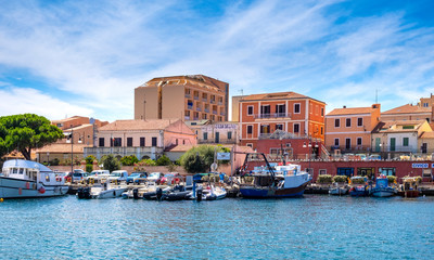 La Maddalena, Sardinia, Italy - Panoramic view of La Maddalena port - Porto di Cala Gavetta - and...