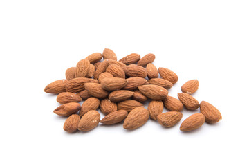 Almonds on white background.