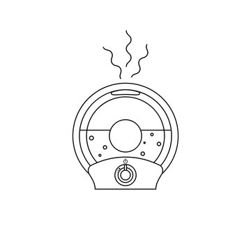 recommend clip art: Icon round humidifier with outgoing steam humidify in outline style