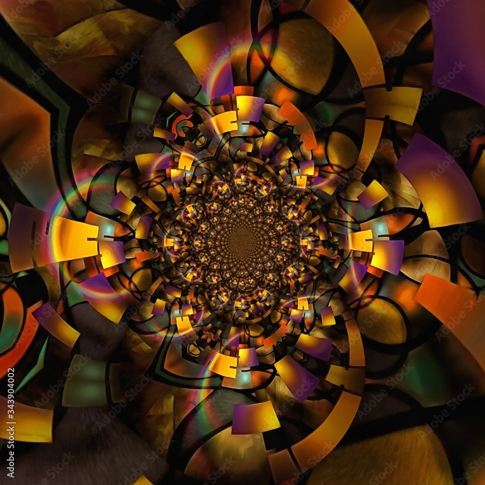 Poster geometric pattern fractal. kaleidoscope background