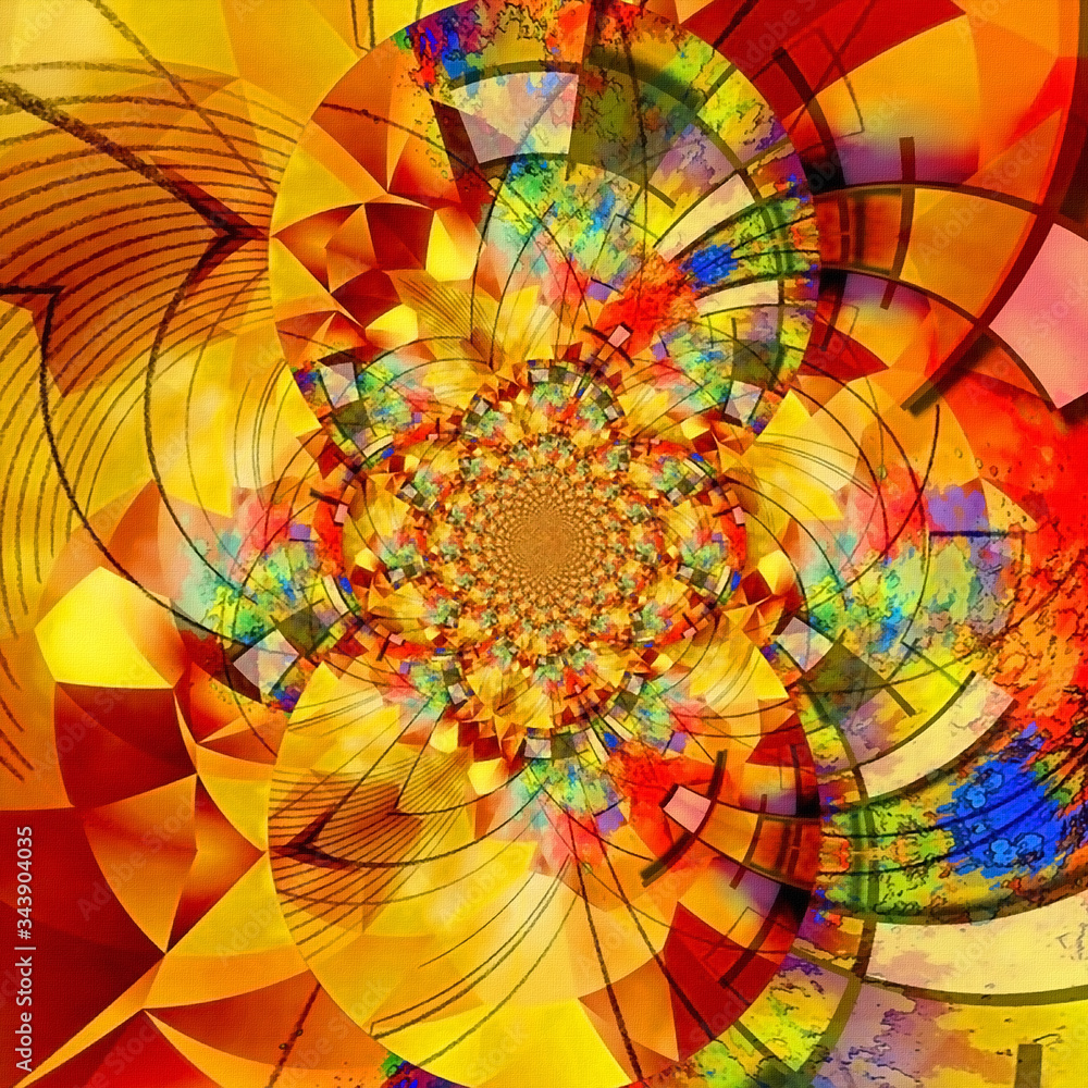 Poster geometric pattern fractal. kaleidoscope background