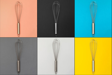 Abstract background of six whisks for whipping