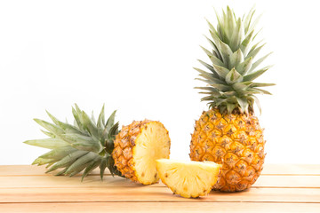 pineapple and slice isolated on white