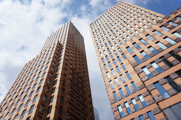 Fototapeta na wymiar Tall Buildings on the Zuidas in Amsterdam, The Netherlands. 