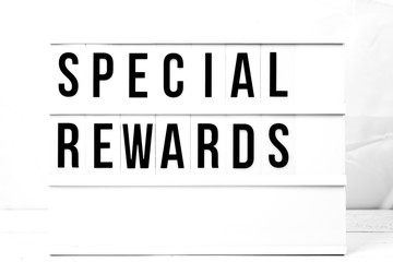Marketing Special Rewards Sign on vintage Retro Quote Board
