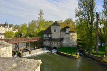 Fototapeta na wymiar Musée du sucre d'orge sur l'eau à Moret-Loing-et-Orvane (77250), département de Seine-et-Marne en région Île-de-France, France