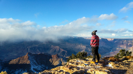 Man overlooking the Grand Canyon, USA