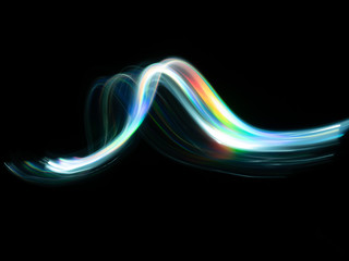 Lines and curves with textures and chromatic colors made in light painting