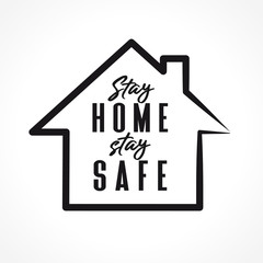 Stay home, stay safe - icon design. Lettering typography design for self protection times and home awareness social media coronavirus prevention campaign. Vector illustration