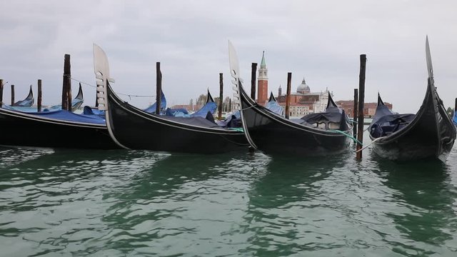 Bow of the gondolas the typical boats for tourists in Venice