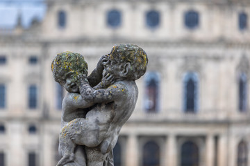 Close up of ancient angel statue in Würzburg, Bavaria Germany. World Heritage