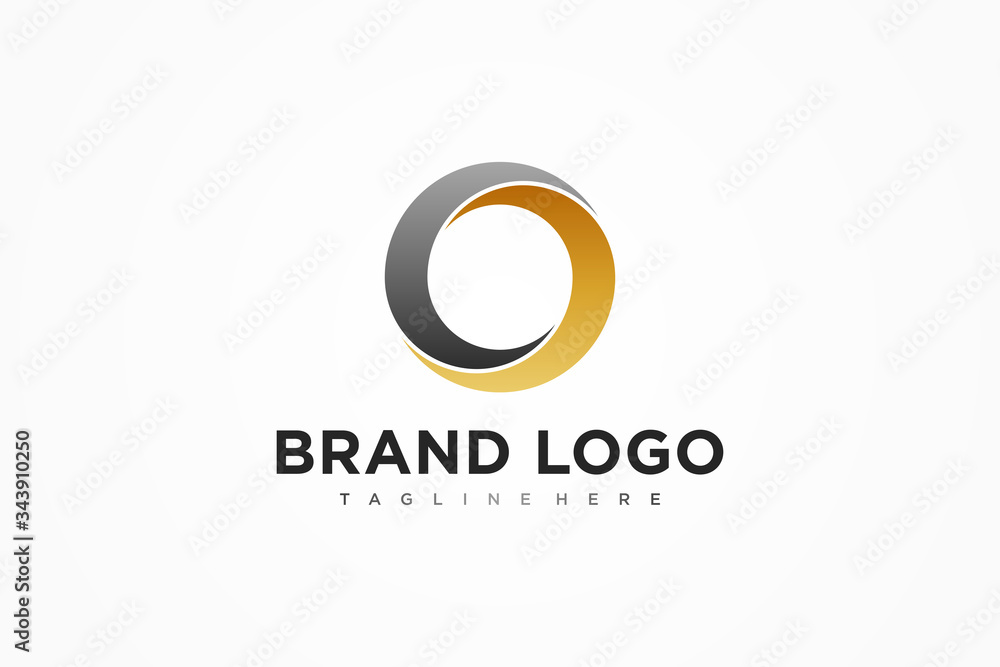 Poster abstract initial letter o logo. black gold circular waves style. usable for business and technology 
