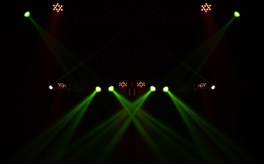 Theater lights spotlights over the stage, texture background for design.