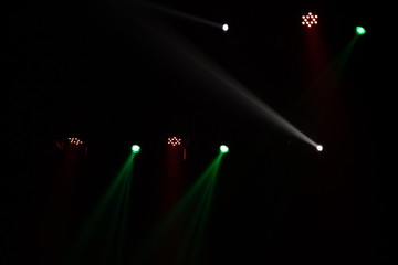 Theater lights spotlights over the stage, texture background for design.