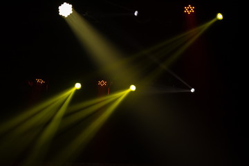 Theater lights spotlights over the stage, texture background for design.