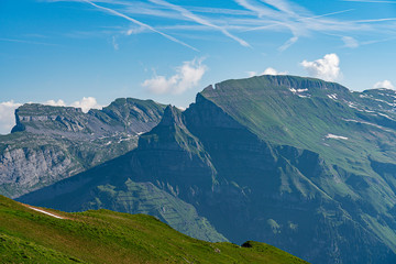 Switzerland, Panoramic view on Schynige Platte and green Alps around