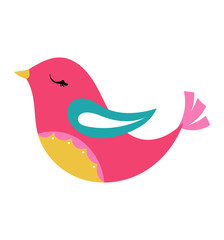 Cute bird vector cartoon character kids animal baby art for children illustration. Colorful bird isolated on background.
