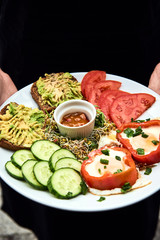 Fototapeta Sandwiches with vegetables, eggs obraz
