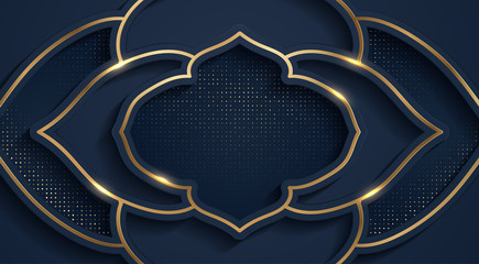 Abstract background dark blue and gold line luxury modern design. Vector illustration