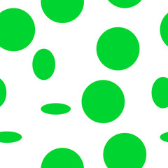 Green hand-drawn circles seamless vector pattern on a white background. Geometric pattern.