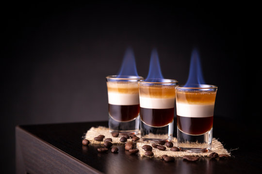 Burning B 52 cocktails