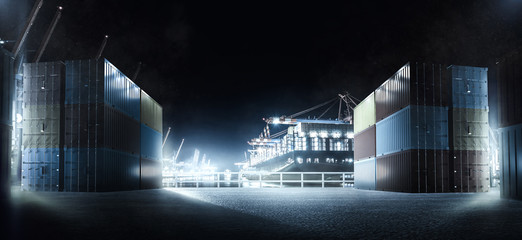 Conatiner Hafen bei Nacht 