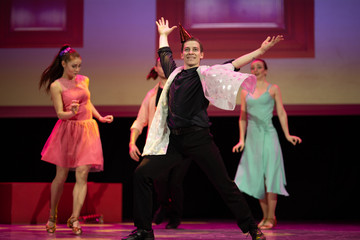 Dancer Actors perform on the theater stage in a dance show musical