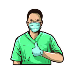thumb finger doctor okay pose vector illustration design