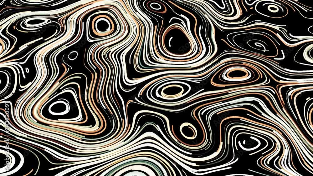 Poster abstract colorful white and beige stripes bending into different figures. animation. colorful wavy g