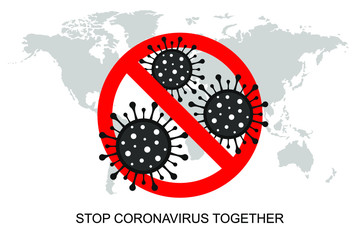 coronavirus molecule on world map background