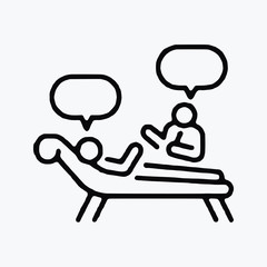 Man Talk with patient line Art single vector icon symbol
