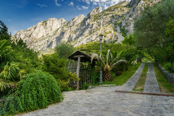 Sunny view of beautiful village Orahovac on Kotor Bay, Montenegro.