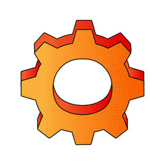 gear vector design. digital hand drawn. halftone texture