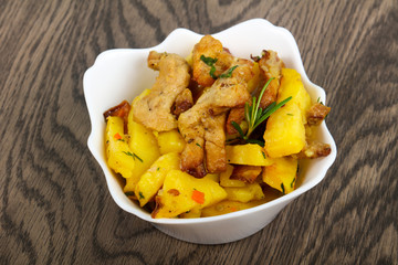 Fried potato with pork