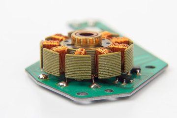 rotor of a small electric motor closeup. electrical engineering industry