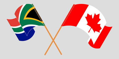 Crossed and waving flags of RSA and Canada
