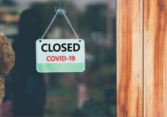 Closed images of coffee shops,Closed businesses for COVID-19 concept. 