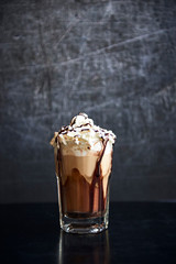 Glass of latte with vanila ice cream - obrazy, fototapety, plakaty