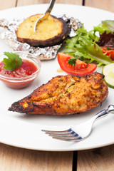 grilled chicken breast with salad
