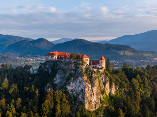 Fototapeta na wymiar Aerial view of the Bled castle