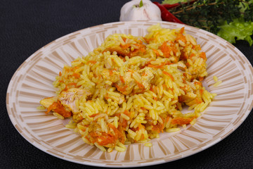 Traditional Pilaf with chicken and carrot