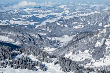 Obraz premium Alpenpanorama, neuschnee, Vorarlberg, Bregenzer Wald