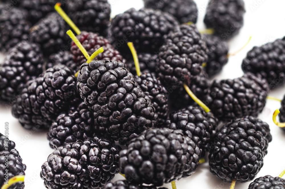 Poster Group of ripe mulberries.