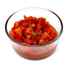 Bowl of Habenero Rotel in Glass Bowl with Clipping Path