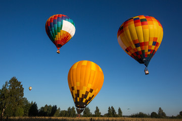 Fototapeta na wymiar 3 balloons in the blue sky