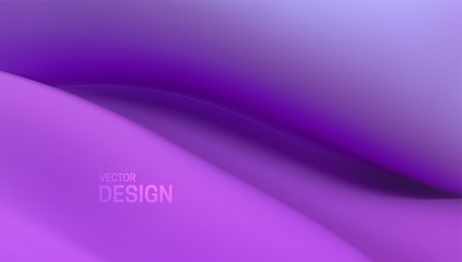 Soft purple wave. Abstract colorful liquid background. Vector 3d illustration. Fluid dynamic texture. Minimalist cover template. Decoration element for poster or landing page
