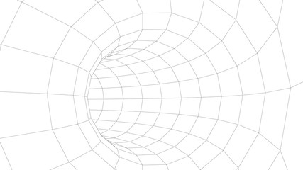 Vector illustration. 3D corridor mesh. Frame tunnel.